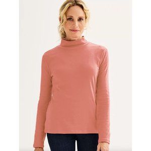 Croft & Barrow Essential Long-Sleeve Mockneck Top Size XXL Pink